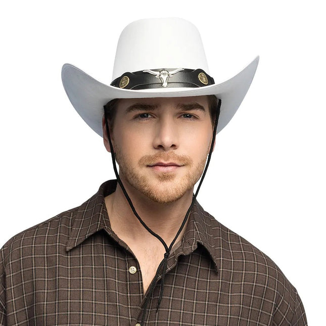 Cowboy Hoed Wit Wyatt van Boland koop je bij Partywinkel