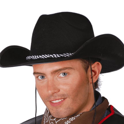 Cowboy Hoed Zwart Wit van Fiestas Guirca koop je bij Partywinkel