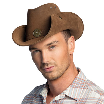 Cowboyhoed Leatherlook Deluxe - Partywinkel - 8712026043528