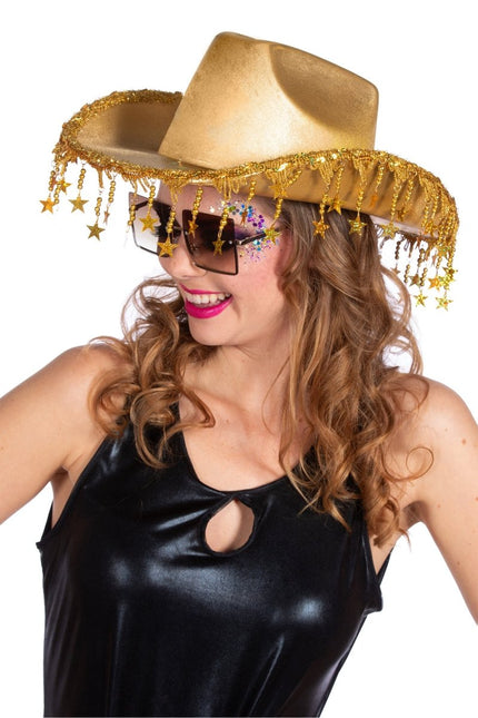 Cowboyhoed met franje sterretjes - Partywinkel - 8720059071074