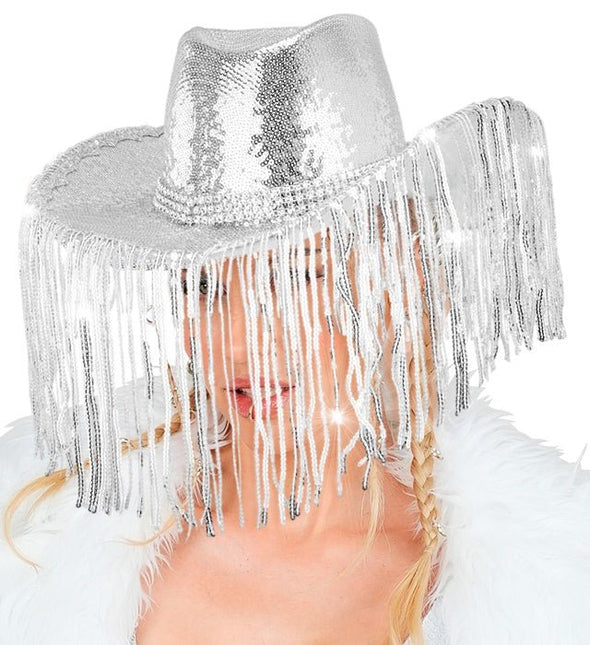 Cowboyhoed Pailletten Met Strass En Franjes van Widmann koop je bij Partywinkel