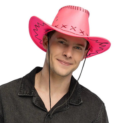 Cowboyhoed Savanne neonroze UV van Boland koop je bij Partywinkel