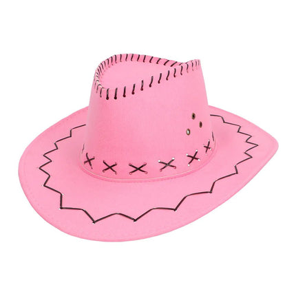 Cowgirl Hoed Roze Borduursel van Boland koop je bij Partywinkel