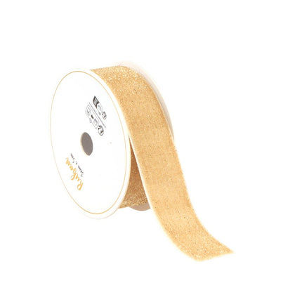 CINTA DE TERCIOPELO CREMA BRILLANTE 25 MM X 3 M