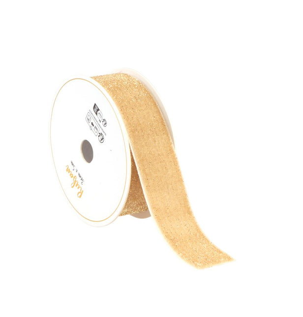 CINTA DE TERCIOPELO CREMA BRILLANTE 25 MM X 3 M
