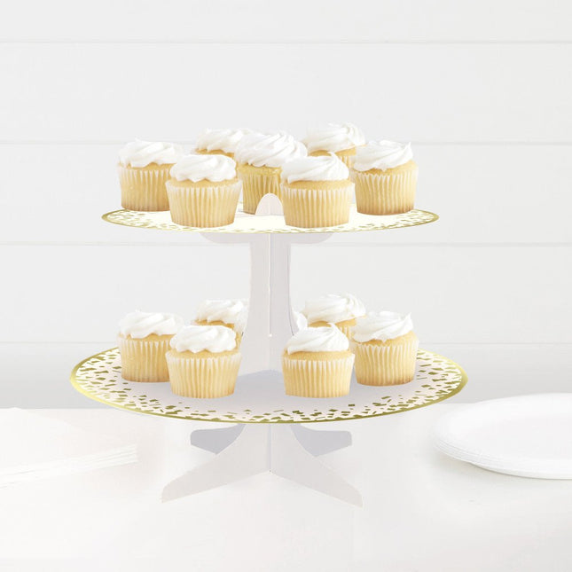 Cupcake Standaard Goud Karton 35cm van Unique koop je bij Partywinkel