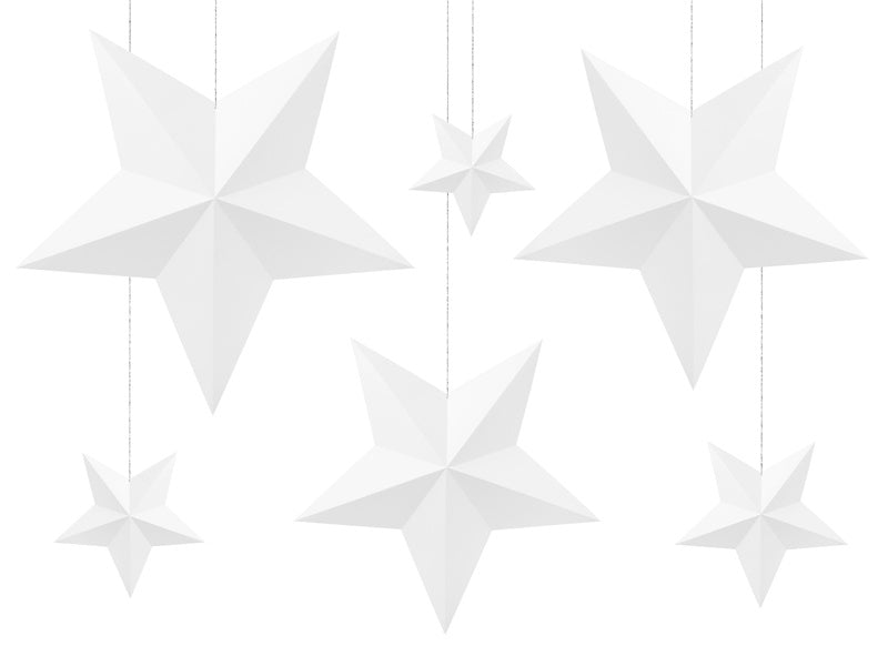 Decoratie Sterren Wit 6st van Partydeco koop je bij Partywinkel