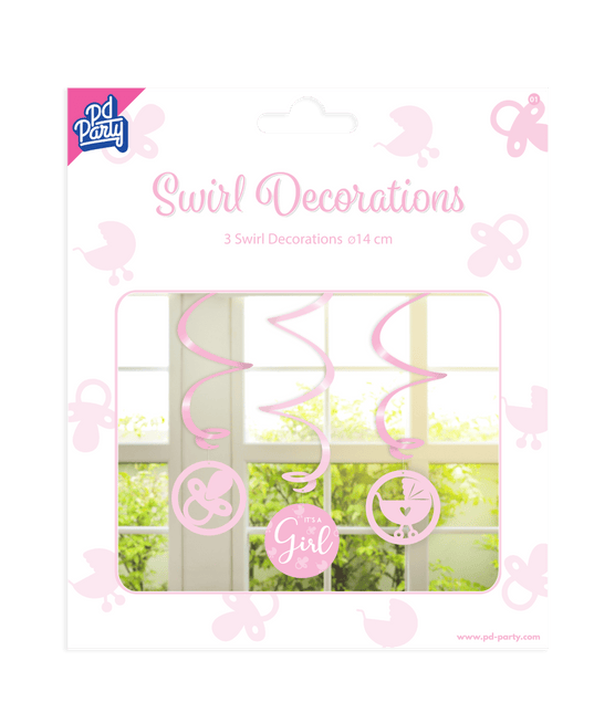 Decoratie Swirl Het Is Een Meisje 30cm 8st van Paper Dreams koop je bij Partywinkel