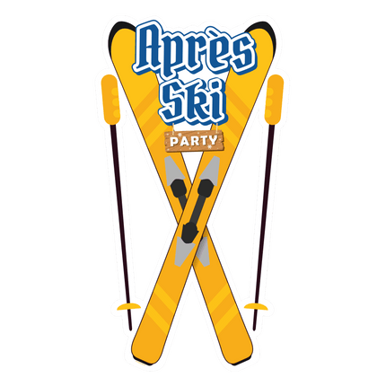 Cartel Puerta Azul Amarillo Apres Ski 90cm