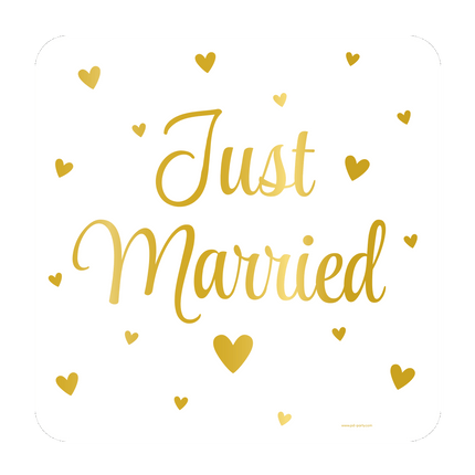 Cartel Puerta Oro Blanco Just Married 50cm