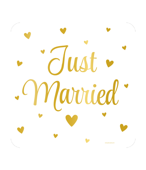 Cartel Puerta Oro Blanco Just Married 50cm
