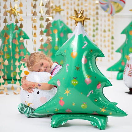 Deurgordijn Kerstbomen Goud 2,45m van Partydeco koop je bij Partywinkel