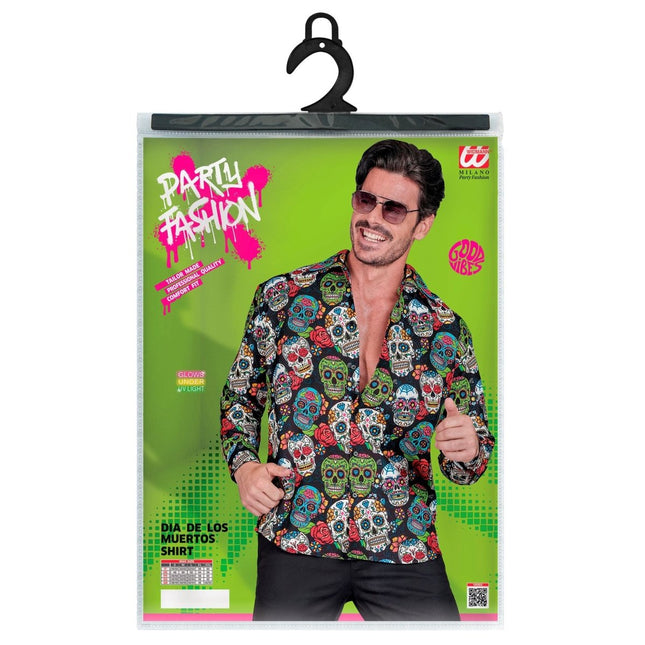 Dia De Los Muertos Blouse Heren van Widmann koop je bij Partywinkel