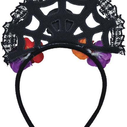 Dia De Los Muertos Haarband Bloemen En Doodshoofd van Fiestas Guirca koop je bij Partywinkel
