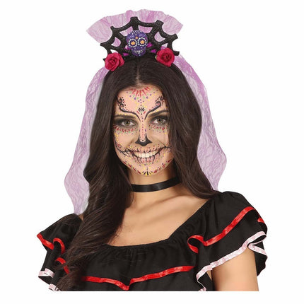 Dia De Los Muertos Haarband Spinnenweb van Fiestas Guirca koop je bij Partywinkel