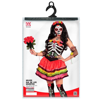 Dia De Los Muertos Jurk Gekleurd Dames Kort van Widmann koop je bij Partywinkel