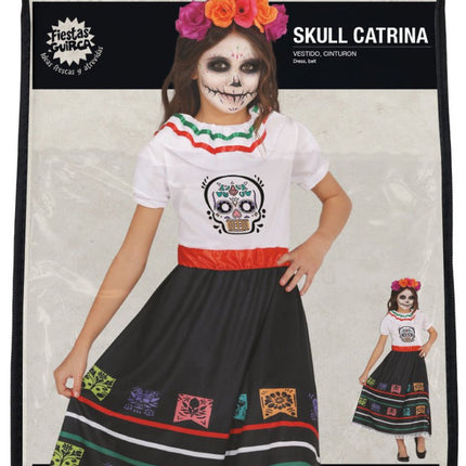 Dia De Los Muertos Jurk Meisje Doodshoofd van Fiestas Guirca koop je bij Partywinkel