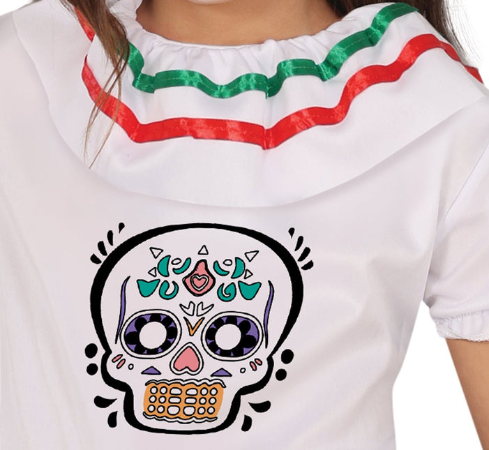 Dia De Los Muertos Jurk Meisje Doodshoofd van Fiestas Guirca koop je bij Partywinkel