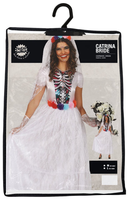 Dia De Los Muertos Jurk Wit Dames Bruid van Fiestas Guirca koop je bij Partywinkel