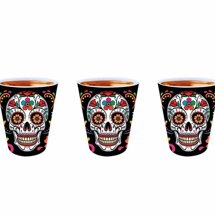 Dia De Los Muertos Shotglazen 5cm 3st van Fiestas Guirca koop je bij Partywinkel