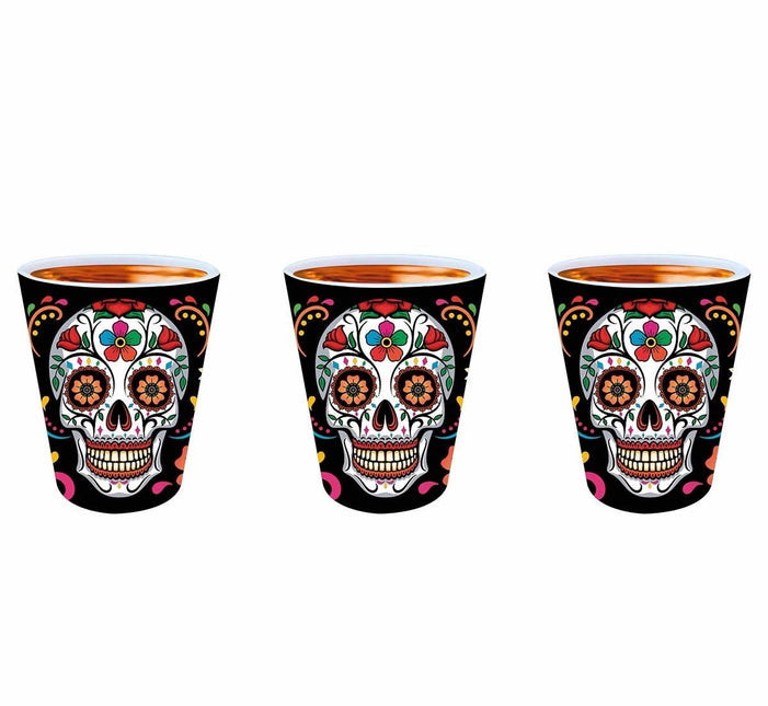Dia De Los Muertos Shotglazen 5cm 3st van Fiestas Guirca koop je bij Partywinkel