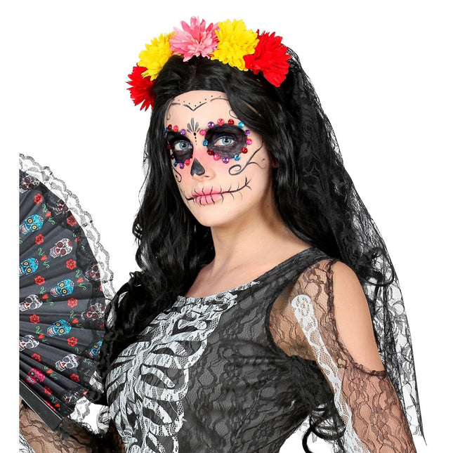 Dia De Los Muertos Sluier van Widmann koop je bij Partywinkel