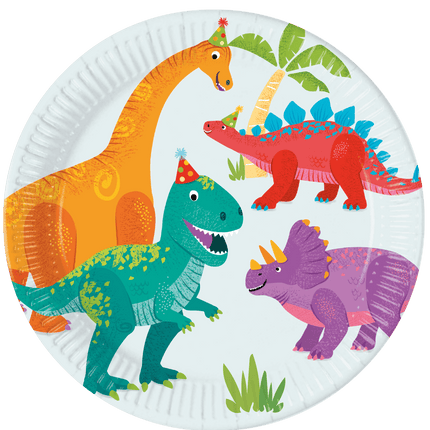 Dino Borden Gekleurd Karton 23cm 8st van Procos koop je bij Partywinkel