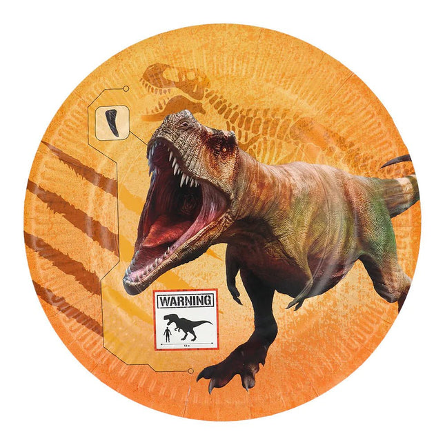 Dino Borden Gekleurd Papier 23cm 8st - Partywinkel - 8712026506061
