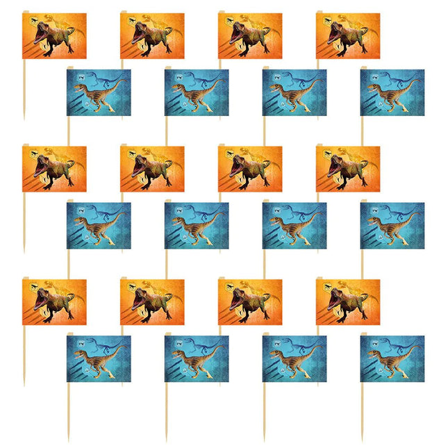 Dino Cocktailprikkers 7cm 24st - Partywinkel - 8712026506122