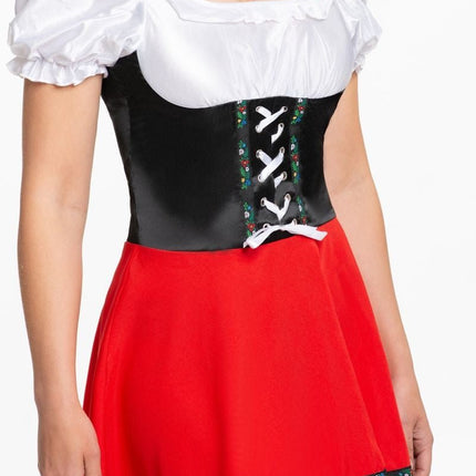 Dirndl Jurk Oktoberfest Rood Witte Strik van PartyXclusive koop je bij Partywinkel