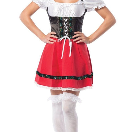 Dirndl Jurk Oktoberfest Rood Witte Strik van PartyXclusive koop je bij Partywinkel