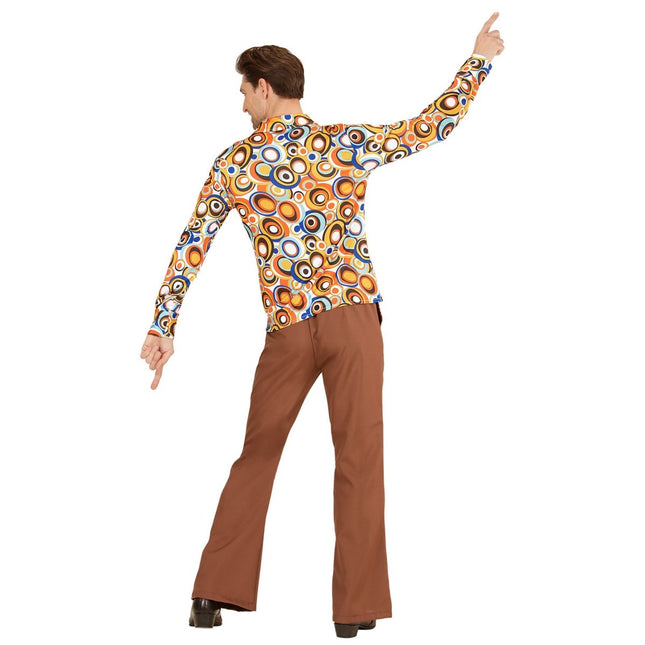 Disco 70S Blouse Blauw Oranje Heren van Widmann koop je bij Partywinkel