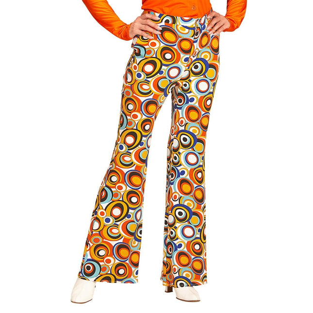 Disco 70S Broek Blauw Oranje Dames van Widmann koop je bij Partywinkel