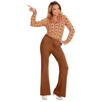 Disco 70S Broek Bruin Dames van Widmann koop je bij Partywinkel