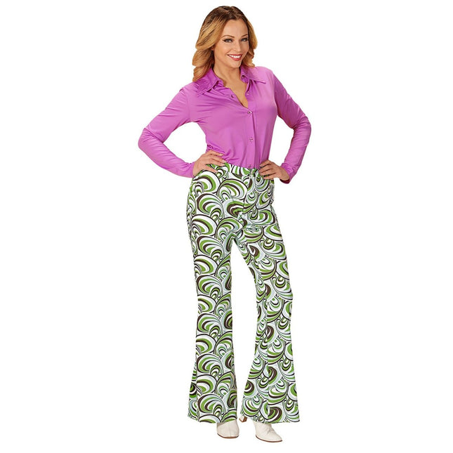 Disco 70S Broek Groen Dames van Widmann koop je bij Partywinkel