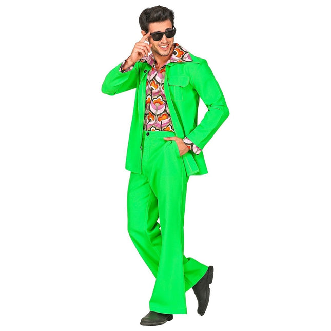 Disco 70S Kostuum Neon Groen Heren van Widmann koop je bij Partywinkel