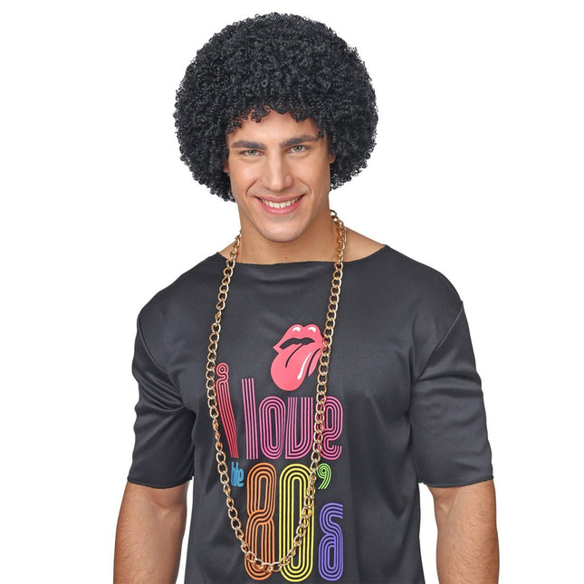 Disco 70S Pruik Zwart van Widmann koop je bij Partywinkel