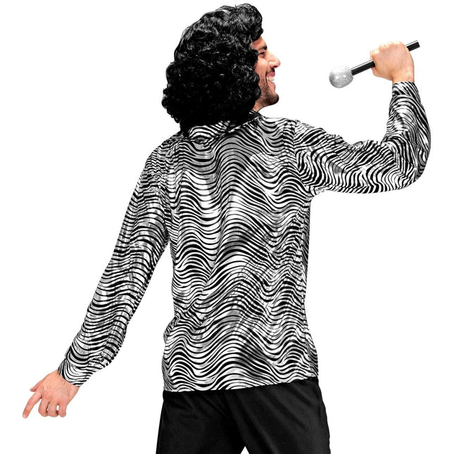 Disco 70S Shirt Zilver Heren Tijgerprint van Widmann koop je bij Partywinkel