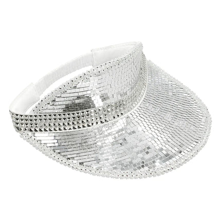 Disco 70S Zonneklep Zilver Pailletten - Partywinkel - 8712026007452
