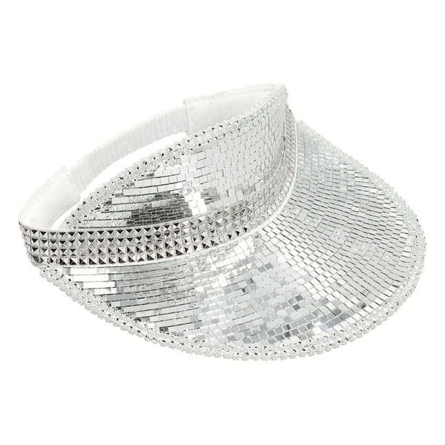Disco 70S Zonneklep Zilver Pailletten - Partywinkel - 8712026007452