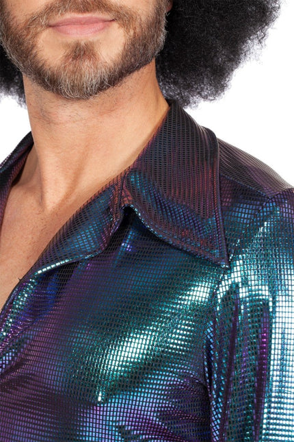 Disco Blouse Metallic Paars Blauw van Wilbers & Wilbers koop je bij Partywinkel