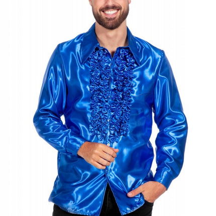 Disco Blouse Ruches Blauw van Wilbers & Wilbers koop je bij Partywinkel