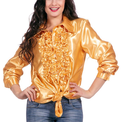 Disco Blouse Ruches Goud van Wilbers & Wilbers koop je bij Partywinkel