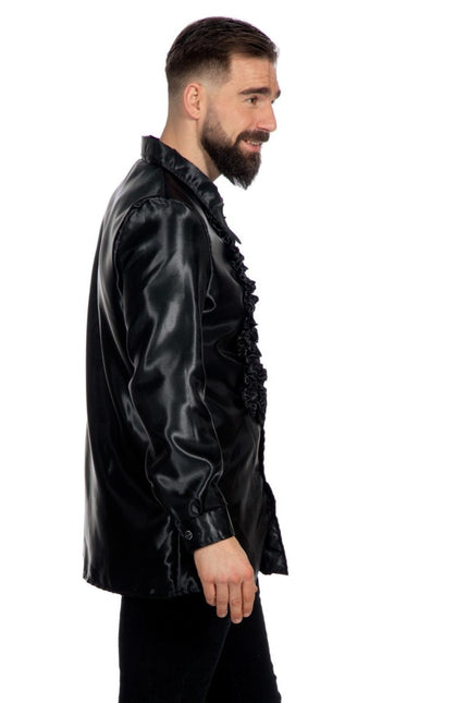 Disco Blouse Ruches Zwart van Wilbers & Wilbers koop je bij Partywinkel