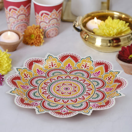 Diwali Borden 27cm 8st van Ginger Ray koop je bij Partywinkel