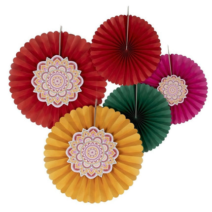 Diwali Papieren Waaiers 5st van Ginger Ray koop je bij Partywinkel
