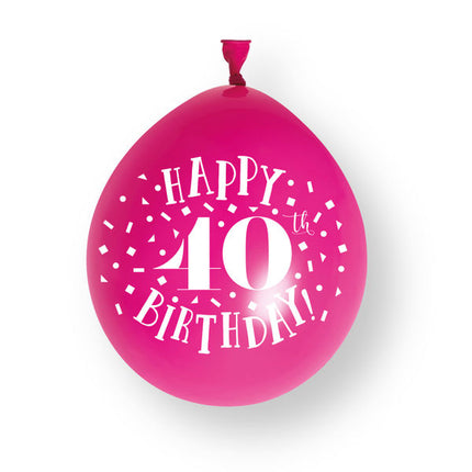 10ct Happy 40th Birthday 23cm Latex Balloons