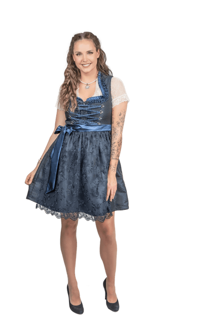 Donkerblauwe Dirndl Jurk Oktoberfest Dames 2 Delig van Haus Huberts koop je bij Partywinkel
