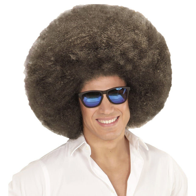 Donkerbruine Pruik Afro Extra Groot van Widmann koop je bij Partywinkel