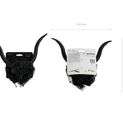 Duivel Haarband Zwart Met Sluier van Partydeco koop je bij Partywinkel